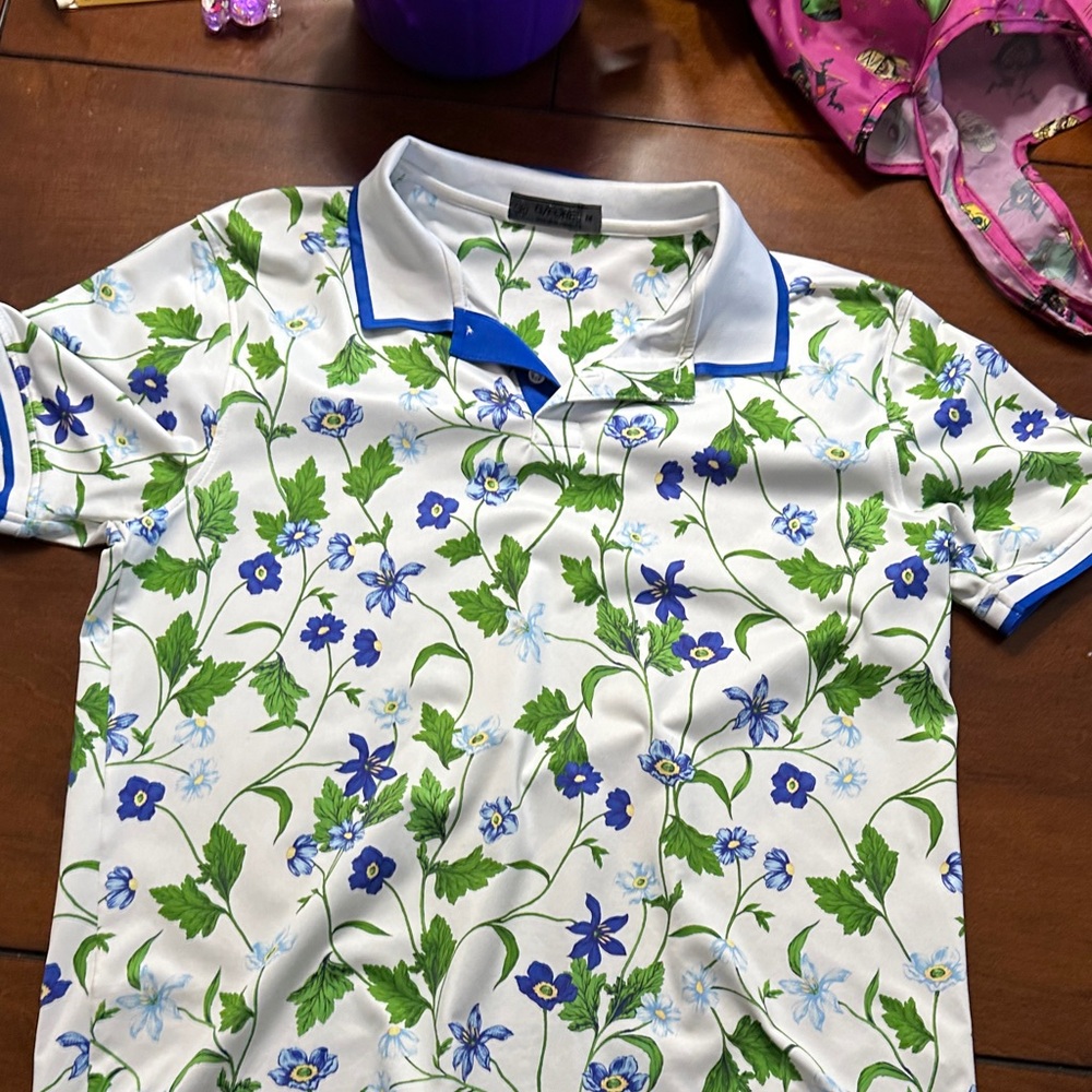 G/FORE Floral Polo - White, Blue, Green